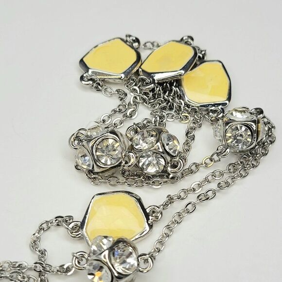 LIGHT Long Necklace with Crystals and Enamel Glazed Flat Beads - Picture 4 of 4